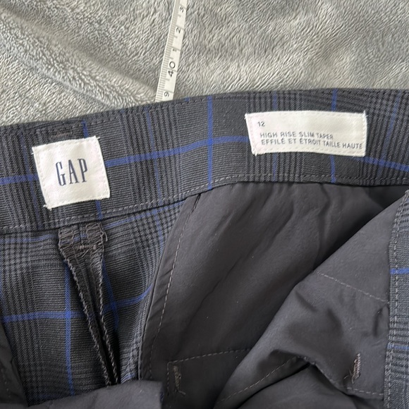 NWOT GAP Charcoal Grey with Royal Blue Plaid Print High Rise Trouser Pant SZ 12 - Picture 7 of 8